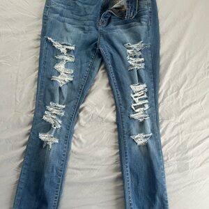 Distressed Blue Jeans